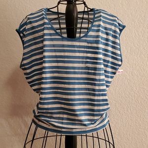 Caslon Blue Striped Casual Top S Petite
